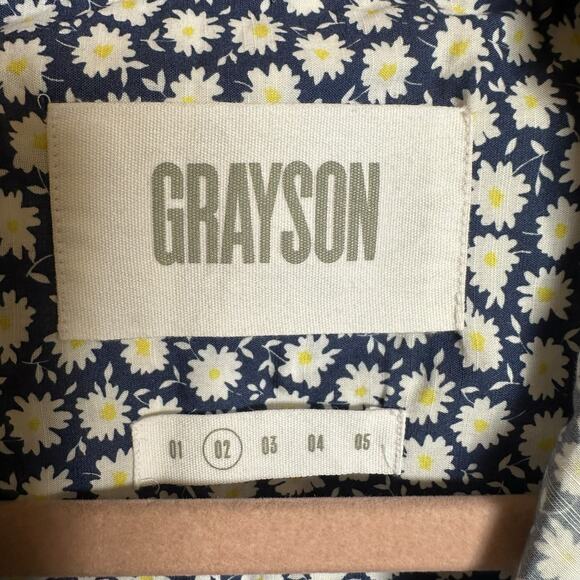 GRAYSON The Hero Blue White Floral Long Sleeve Button Down Shirt Women's 2 US S - Picture 5 of 8